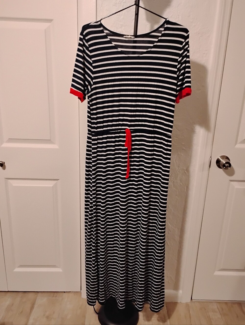 Exist Striped Maxi Dress with Tie Waist Size L